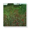 Wall Art 90cmx90cm Field of Poppies by Gustav Klimt White Frame Canvas