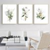 Wall Art 70cmx100cm Green and Gold Watercolor Botanical 3 Sets Gold Frame Canvas