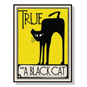 Wall Art 40cmx60cm Black Cat Black Frame Canvas