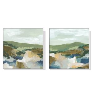 Wall Art 40cmx40cm Abstract Landscape 2 Sets White Frame Canvas