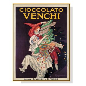 Wall Art 40cmx60cm Cioccolato Venchi Vintage Gold Frame Canvas
