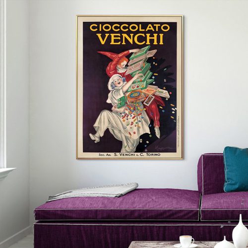 Wall Art 100cmx150cm Cioccolato Venchi Vintage Gold Frame Canvas