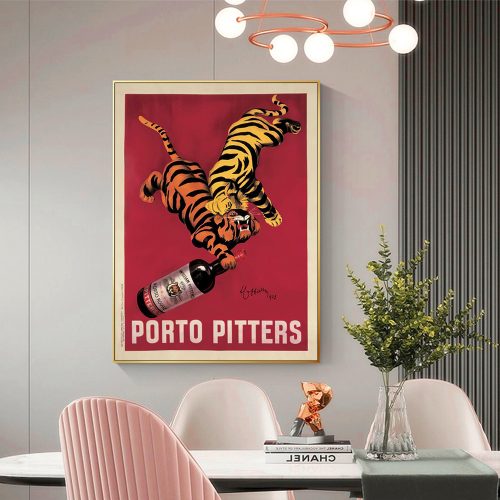 Wall Art 40cmx60cm Porto Pitters Vintage Gold Frame Canvas