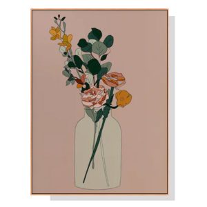 90cmx135cm Boho Floral Wood Frame Canvas Wall Art