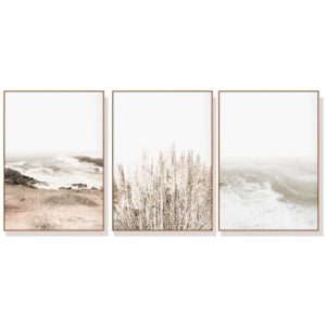 70cmx100cm Coastal Beach 3 Sets Wood Frame Canvas Wall Art