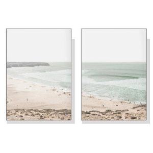 80cmx120cm Coastal Prints 2 Sets White Frame Canvas Wall Art