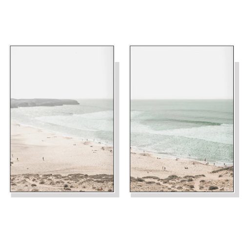 80cmx120cm Coastal Prints 2 Sets White Frame Canvas Wall Art
