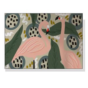 90cmx135cm Flamingo White Frame Canvas Wall Art
