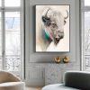 70cmx100cm Great White Buffalo Black Frame Canvas Wall Art