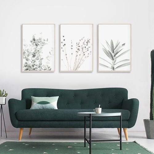 80cmx120cm Lavender Eucalyptus 3 Sets Wood Frame Canvas Wall Art