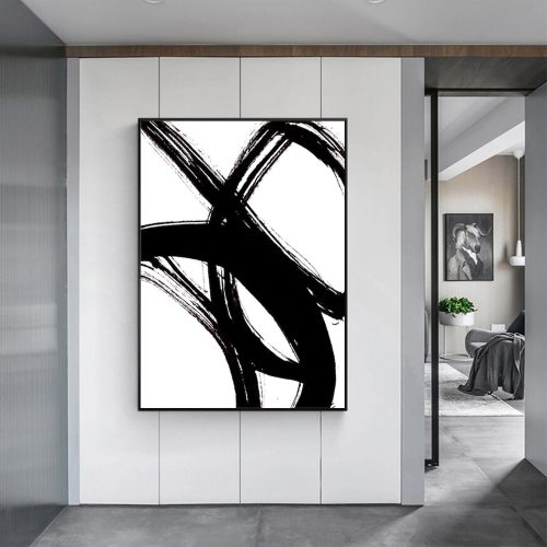 100cmx150cm  Minimalist Black Artwork Black Frame Canvas Wall Art