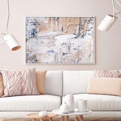 100cmx150cm  Modern Abstract Oil Painting Style White Frame Canvas Wall Art