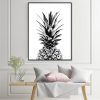 90cmx135cm Pineapple Black Frame Canvas Wall Art