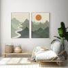 40cmx60cm Sage Green River Mountain 2 Sets White Frame Canvas Wall Art