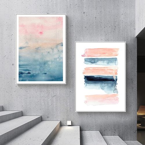 80cmx120cm Abstract Pink 2 Sets White Frame Canvas Wall Art