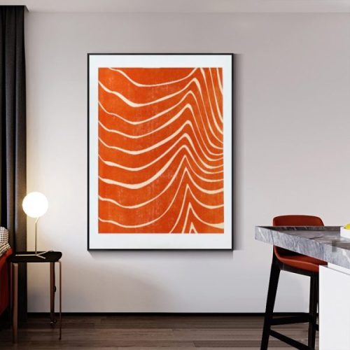 40cmx60cm Abstract Orange Black Frame Canvas Wall Art