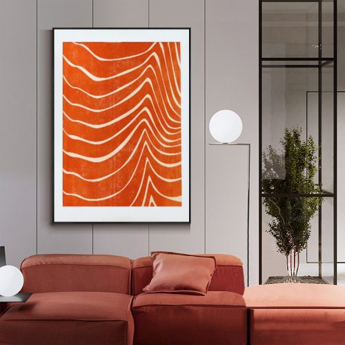 90cmx135cm Abstract Orange Black Frame Canvas Wall Art