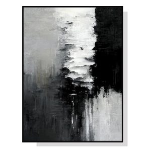 50cmx70cm Abstract Black White Artwork Black Frame Canvas Wall Art