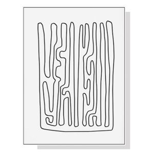90cmx135cm Black And White Lines White Frame Canvas Wall Art
