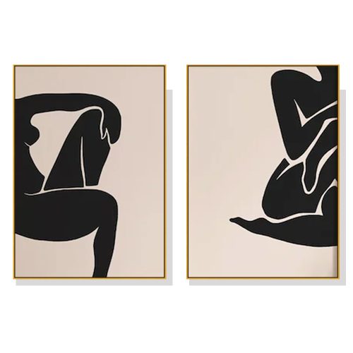 50cmx70cm Female Figure 2 Sets Gold Frame Canvas Wall Art