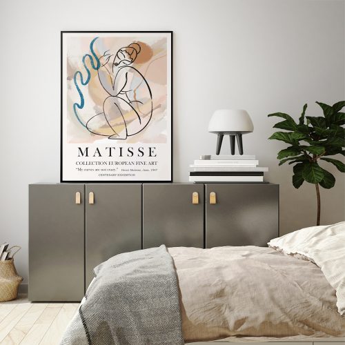 100cmx150cm Matisse Nude Line Black Frame Canvas Wall Art