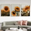 70cmx100cm Sunflower 3 Sets Gold Frame Canvas Wall Art