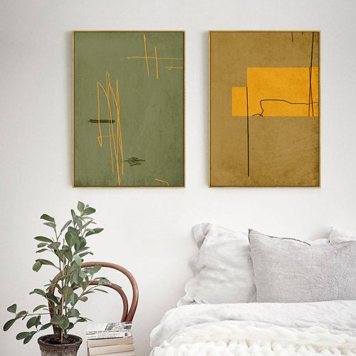 90cmx135cm United Study 2 Sets Gold Frame Canvas Wall Art