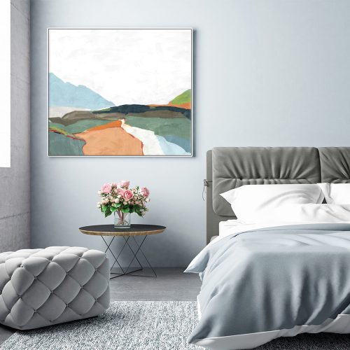 60cmx60cm April Morning White Frame Canvas Wall Art