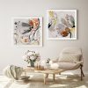 80cmx80cm Blooming Spring Floral 2 Sets White Frame Canvas Wall Art