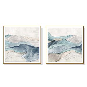 40cmx40cm Blue Mountain 2 Sets Gold Frame Canvas Wall Art