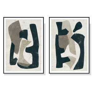 50cmx70cm Abstract Puzzle 2 Sets Black Frame Canvas Wall Art