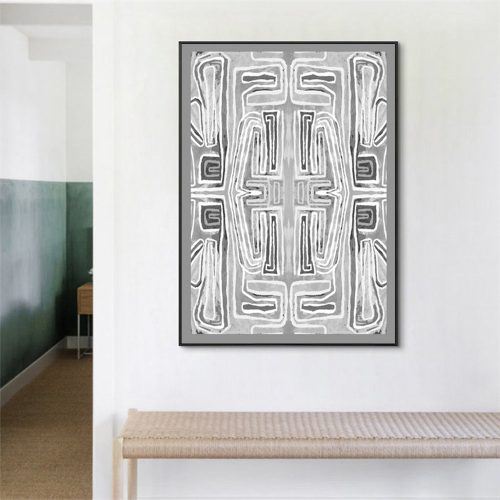 90cmx135cm Abstract Mountain Black Frame Canvas Wall Art