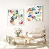 50cmx50cm Glitchy Floral 2 Sets White Frame Canvas Wall Art