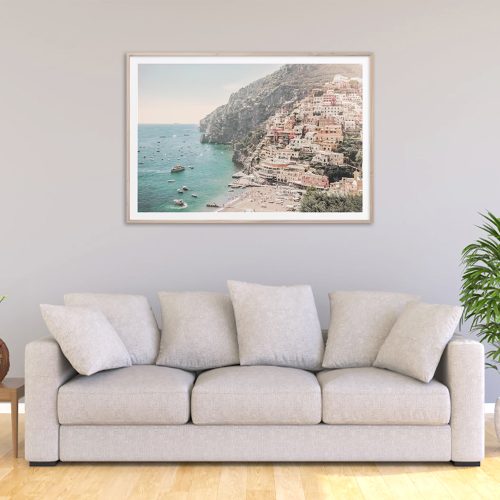 70cmx100cm Italy Amalfi Coast Wood Frame Canvas Wall Art