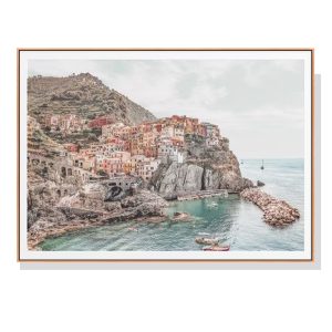 40cmx60cm Italy Cinque Terre Wood Frame Canvas Wall Art