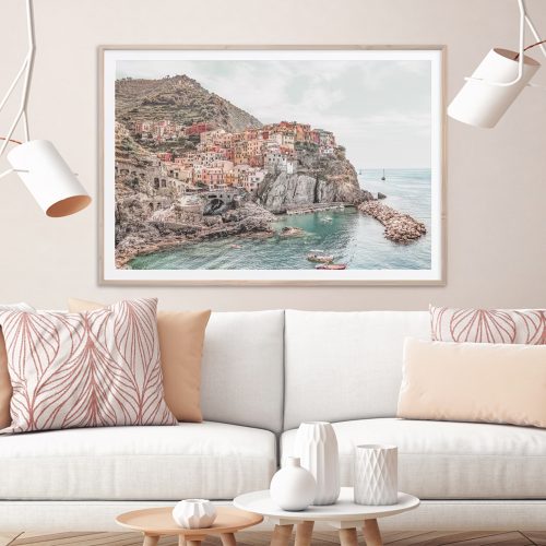 60cmx90cm Italy Cinque Terre Wood Frame Canvas Wall Art