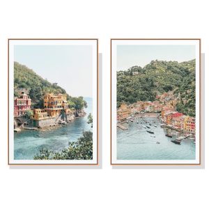 80cmx120cm Italy Coast 2 Sets Wood Frame Canvas Wall Art