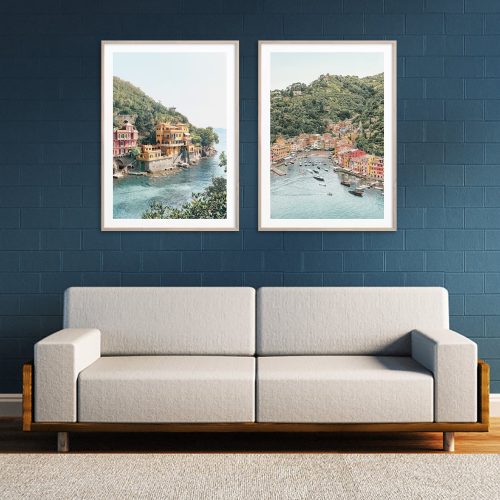 70cmx100cm Italy Coast 2 Sets Wood Frame Canvas Wall Art