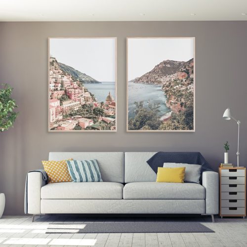 40cmx60cm Italy Positano 2 Sets Wood Frame Canvas Wall Art