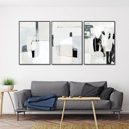 70cmx100cm Soft Spoken 3 Sets Black Frame Canvas Wall Art