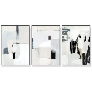 80cmx120cm Soft Spoken 3 Sets Black Frame Canvas Wall Art