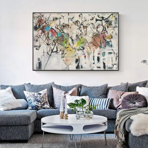 60cmx90cm Abstract White Dream Black Frame Canvas Wall Art