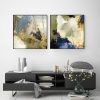 100cmx100cm Abstract Blue 2 Sets Black Frame Canvas Wall Art