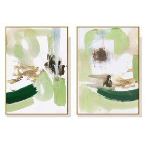 50cmx70cm Abstract Green Mint 2 Sets Gold Frame Canvas Wall Art