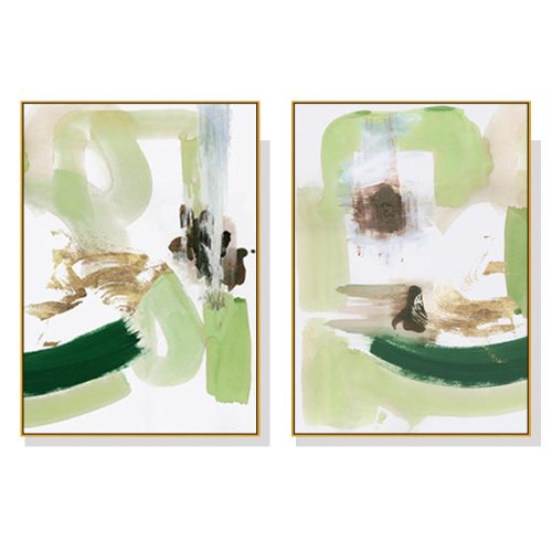 50cmx70cm Abstract Green Mint 2 Sets Gold Frame Canvas Wall Art