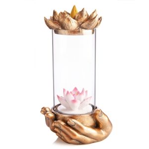 Lotus Glass Case LED Backflow Incense Burner