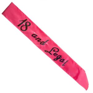 Hot Pink 18 Legal Flashing Sash - Party accessories