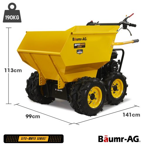 Baumr-AG 6 Wheel Motorised Wheelbarrow Dumper, Briggs & Stratton CR950 Petrol Engine, 500kg Capacity