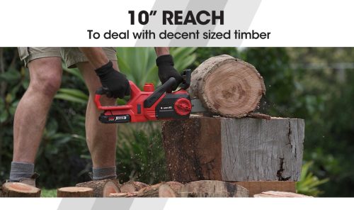 20V 10 Inch Electric Cordless Chainsaw 2Ah Lithium Battery Lightweight Wood Garden Cutter