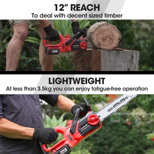 20V 12 Inch Electric Cordless Chainsaw 4Ah Lithium Battery Lightweight Wood Garden Cutter